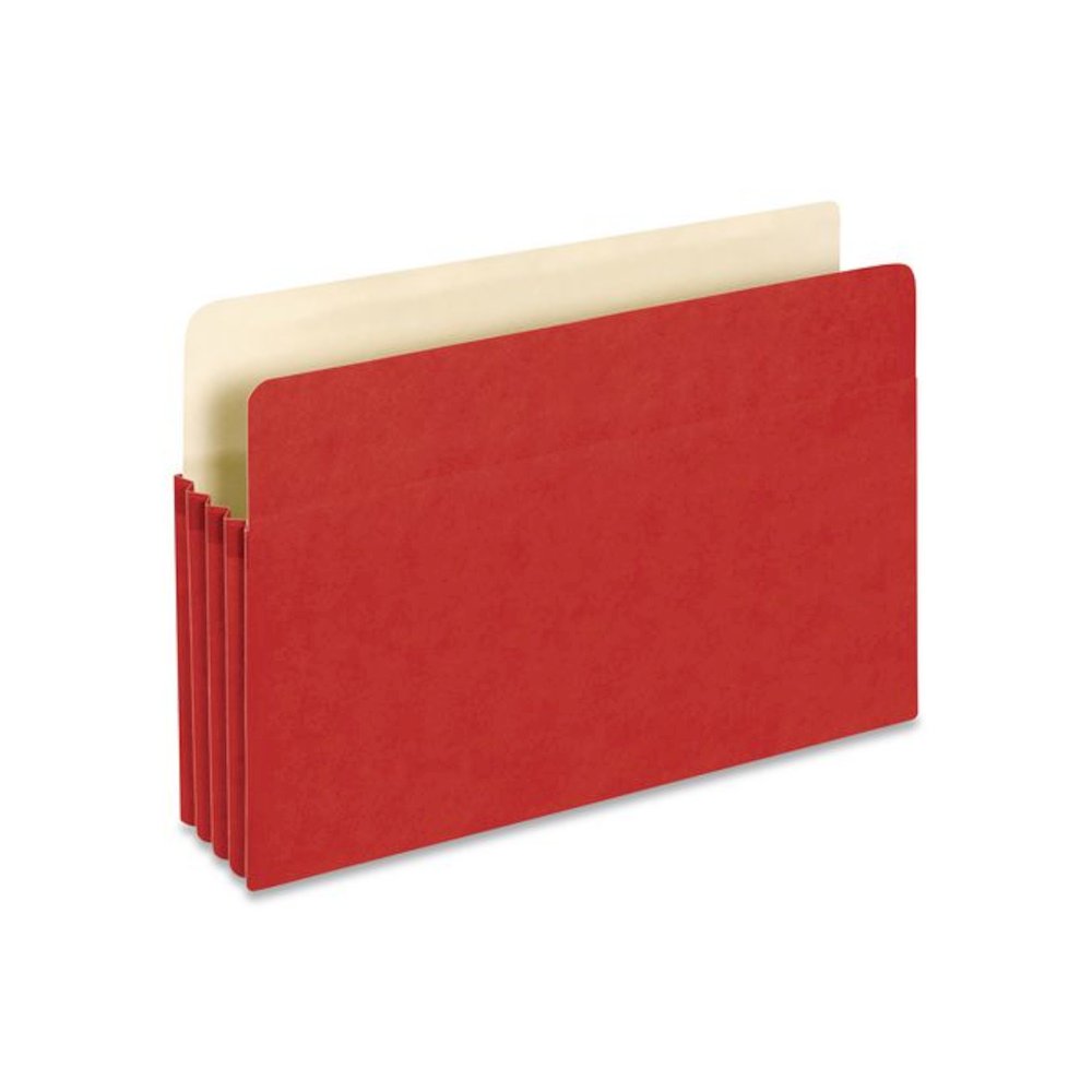 Colored File Pockets, 3.5'' Expansion, Legal Size, Red, 25/Box. Picture 1