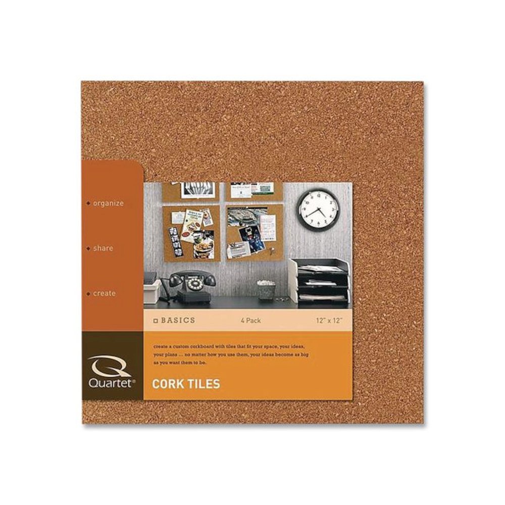 Cork Bulletin Board Tiles, 1 ft x 1 ft, Brown Surface, Frameless, 4/Pack. Picture 4