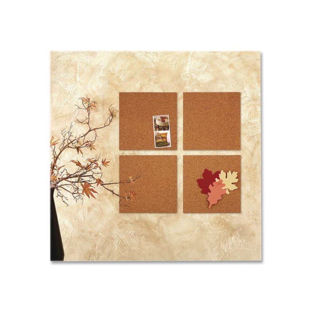 Cork Bulletin Board Tiles, 1 ft x 1 ft, Brown Surface, Frameless, 4/Pack. Picture 5
