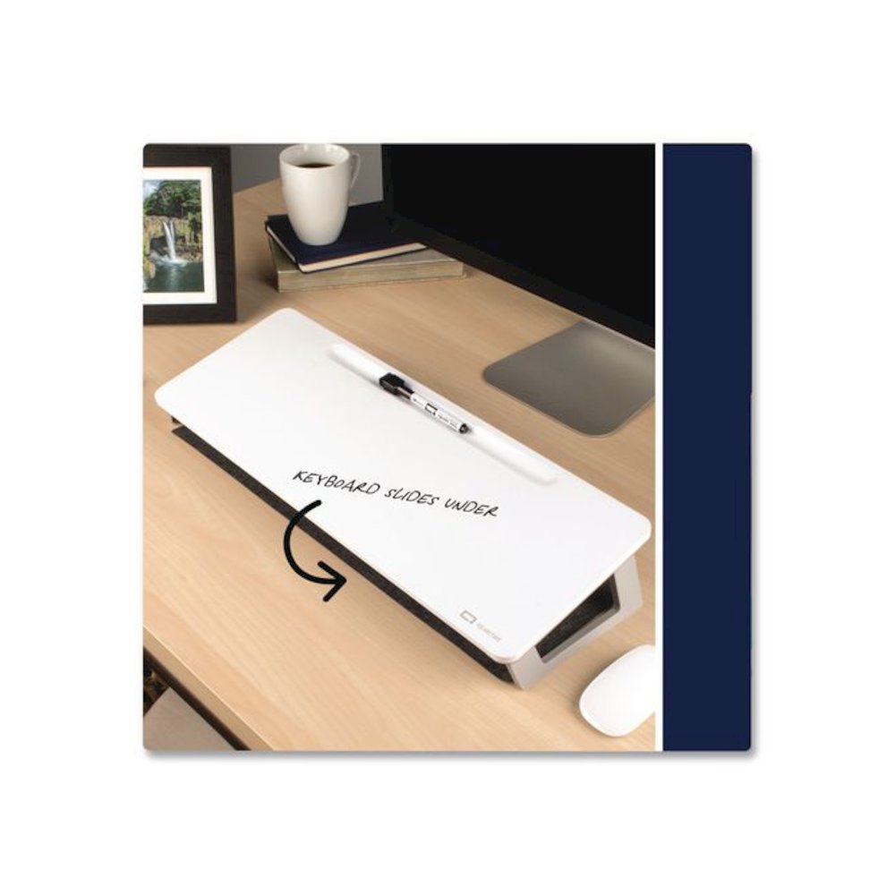 Magnetic Steel Dry Erase Desktop Computer Pad, 21 x 7.75, White Surface. Picture 5