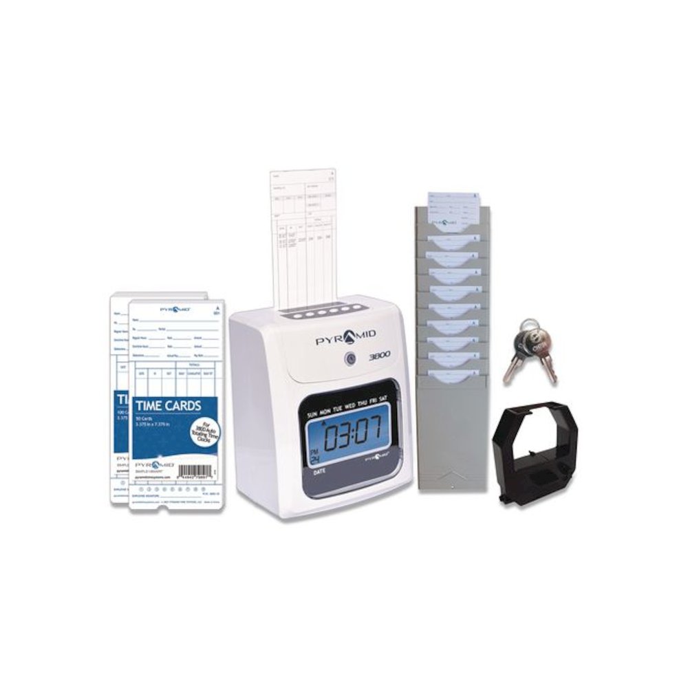 3800 Time Clock Bundle, LCD Display, Ivory/Charcoal. Picture 1