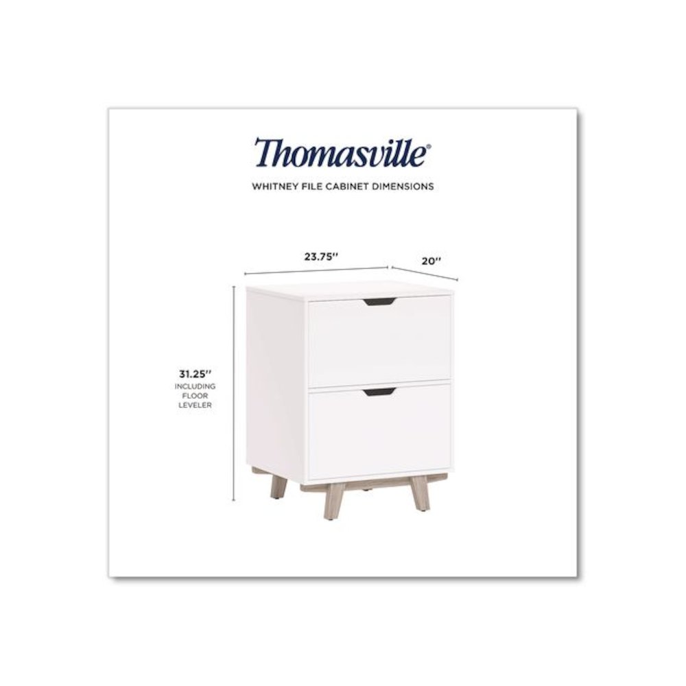 Whitney 2-Drawer Lateral File Cabinet, Letter/Legal Size File Drawers, 23.75" x 20" x 31.25", White. Picture 6