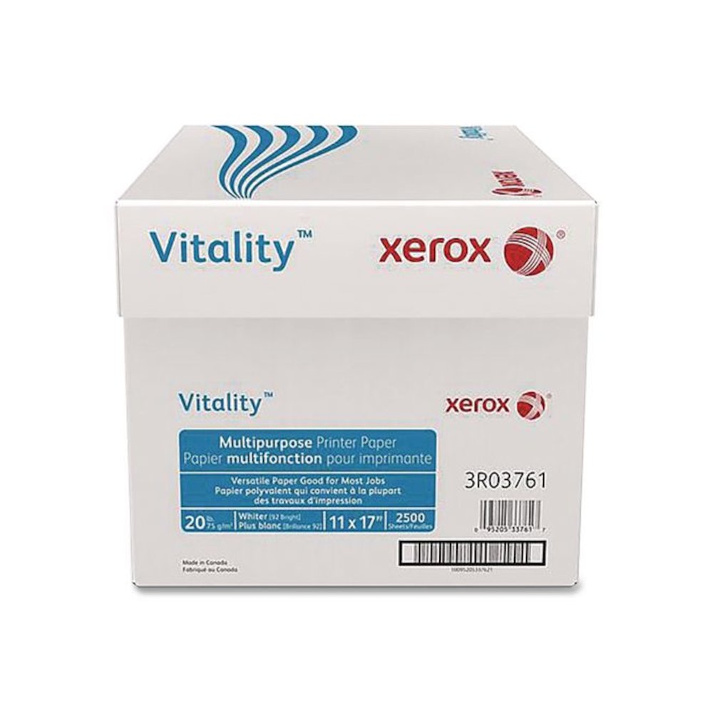 Vitality Multipurpose Printer Paper, 92 Bright, 20 lb Bond Weight, 11 x 17, White, 500 Sheets/Reams, 5 Reams/Carton. Picture 1