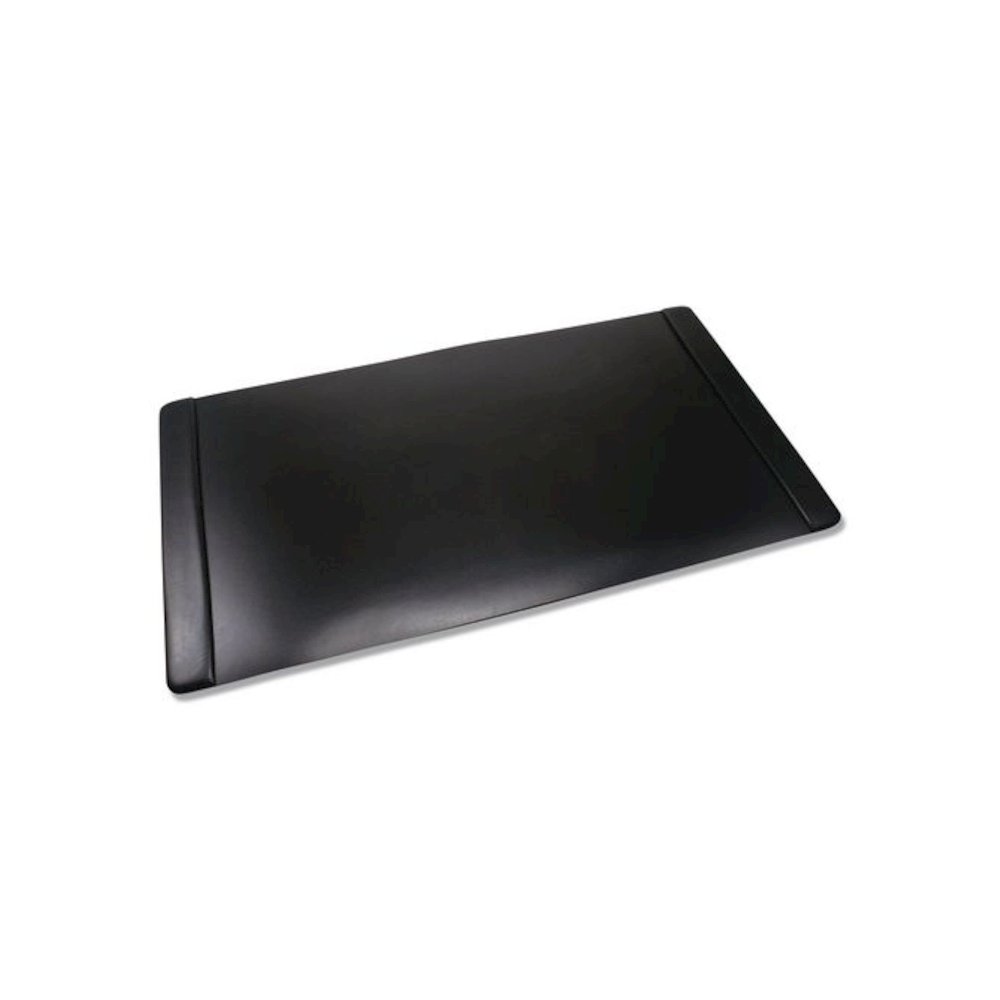 Faux Leather Desk Pad with Side Rails, 36" x 20", Black. Picture 1