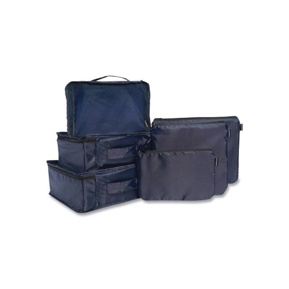 Six-Piece Travel Pouch Set, 12.2 x 1.97 x 9.65, Blue. Picture 1