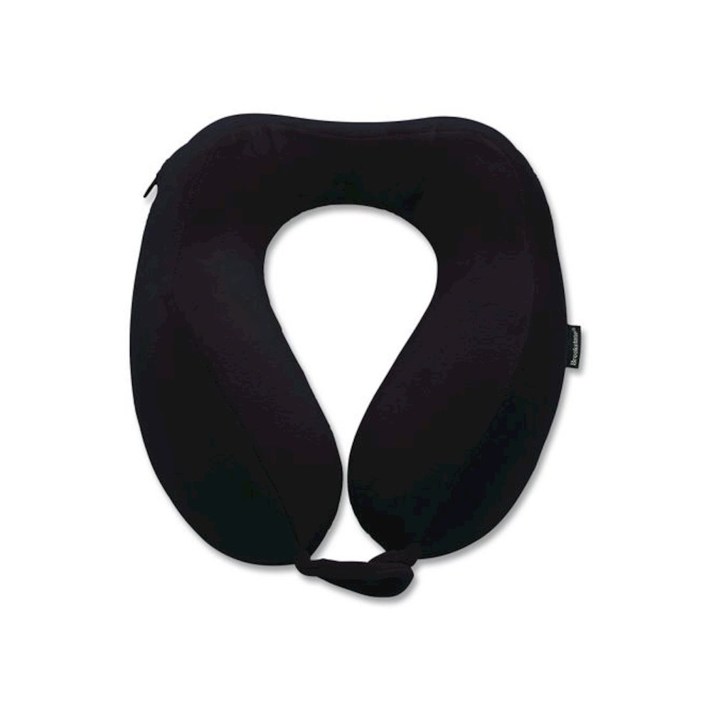 Memory Foam Fabric Travel Pillow, One Size Fits Most, 9.84 x 5.5 x 11, Black. Picture 1
