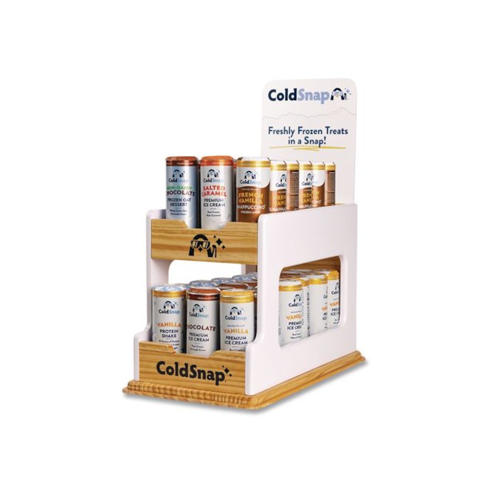Display Rack, Holds 36 Pods, 9 x 17.25 x 11.25, White/Brown. Picture 1