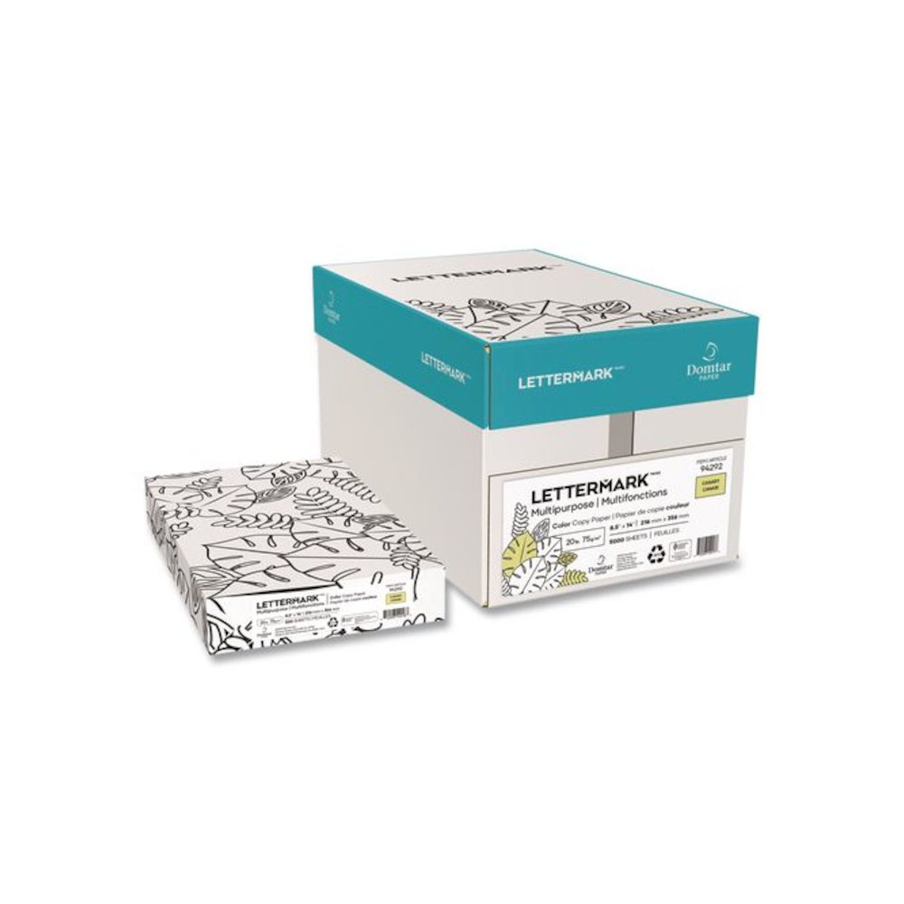 Colors 30% Recycled Multipurpose Color Paper, 20 lb Bond Weight, 8.5 x 14, Canary, 500 Sheets/Ream, 10 Reams/Carton. Picture 1