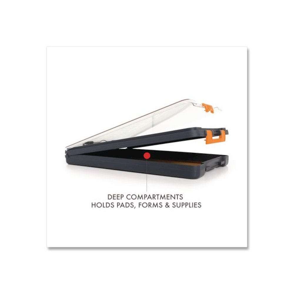 ClearView Clipcase Storage Clipboard, 0.35" Clip Capacity, Holds 8.87 x 12.25 Sheets, Gray/Orange. Picture 8