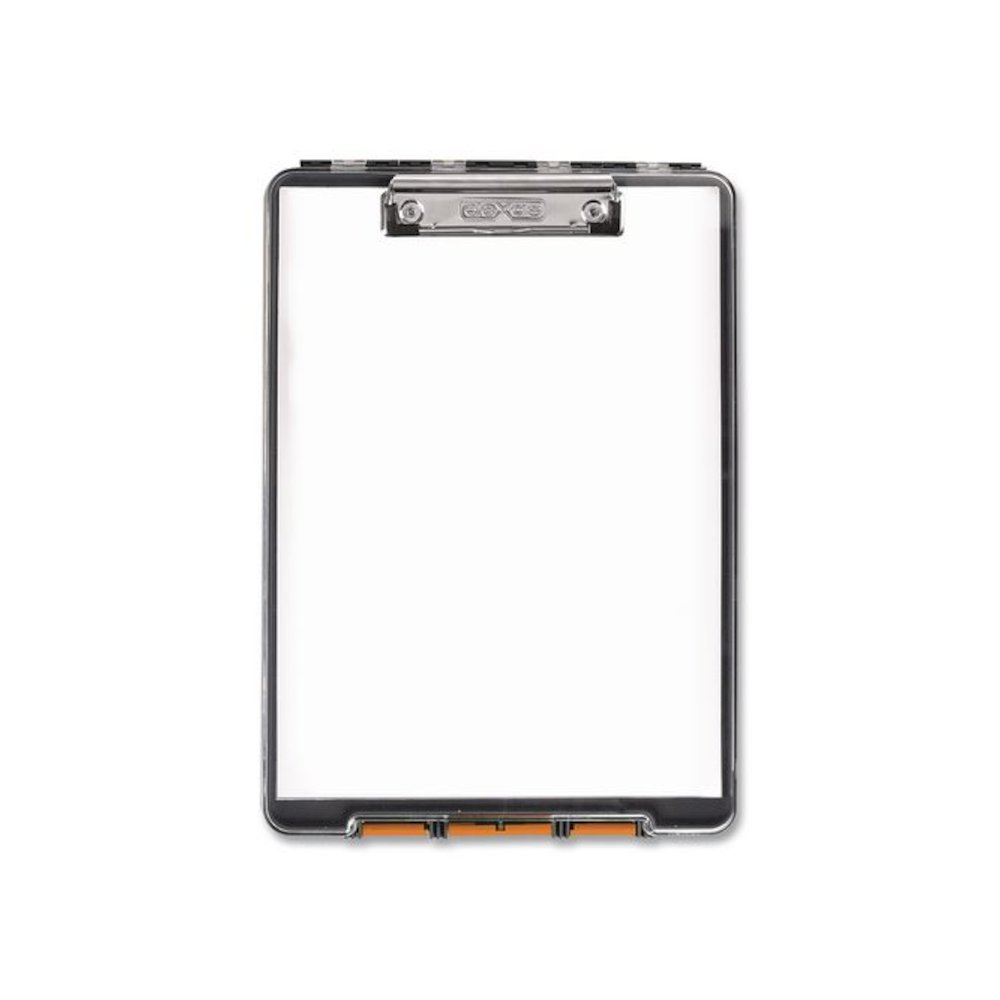 ClearView Clipcase Storage Clipboard, 0.35" Clip Capacity, Holds 8.87 x 12.25 Sheets, Gray/Orange. Picture 1