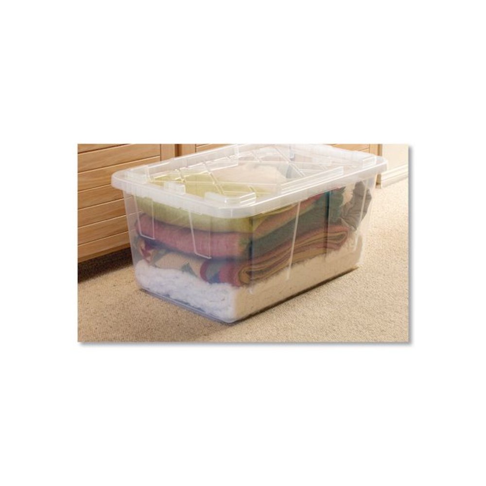 Storage Bin with Snap Lid, 20.5 x 30.5 x 14.7, Clear. Picture 2