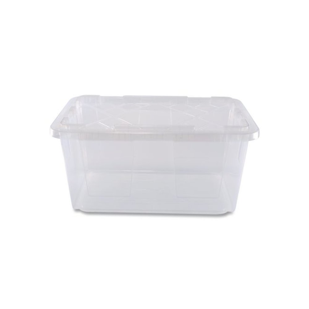 Storage Bin with Snap Lid, 20.5 x 30.5 x 14.7, Clear. Picture 3