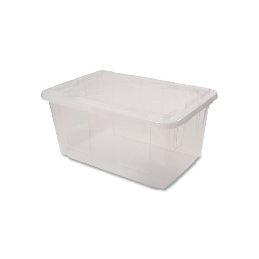 Storage Bin with Snap Lid, 20.5 x 30.5 x 14.7, Clear. Picture 1
