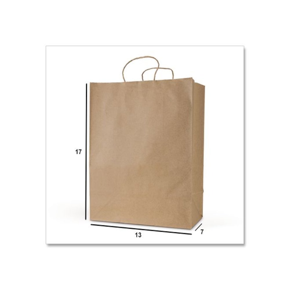 Get Reddi Paper Bags, Mercado Size, 65# Basis Weight, Twisted Rope Handles, 13 x 7 x 17, Brown, 250/Carton. Picture 3