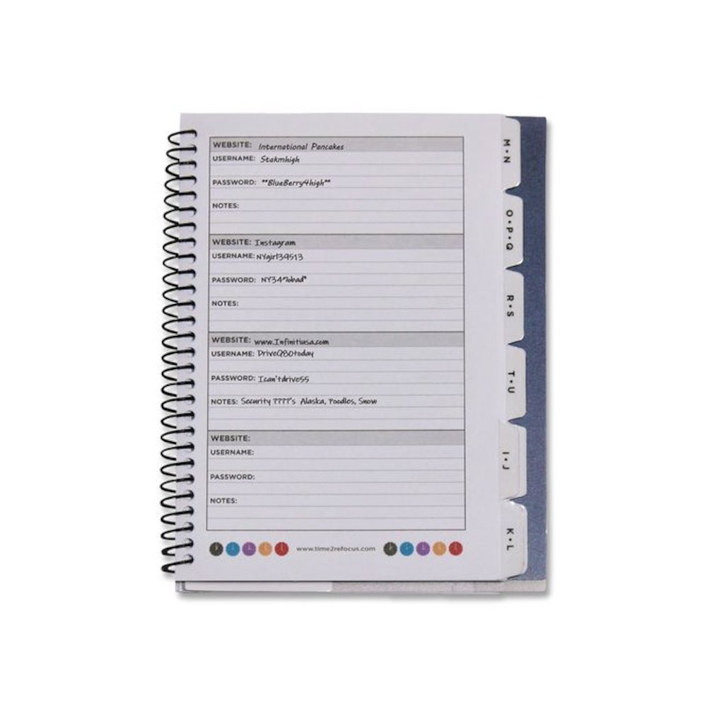 Pocket-Size Password Keeper Log Book, User-Name/Password Format, White/Purple Cover, (60) 7 x 5.5 Sheets. Picture 3