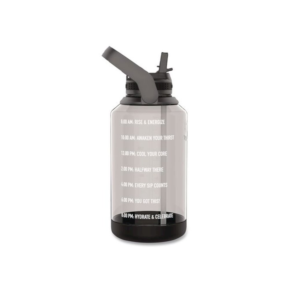 Tritan Motivational Plastic Water Bottle, 64 oz, Stormy Black. Picture 2