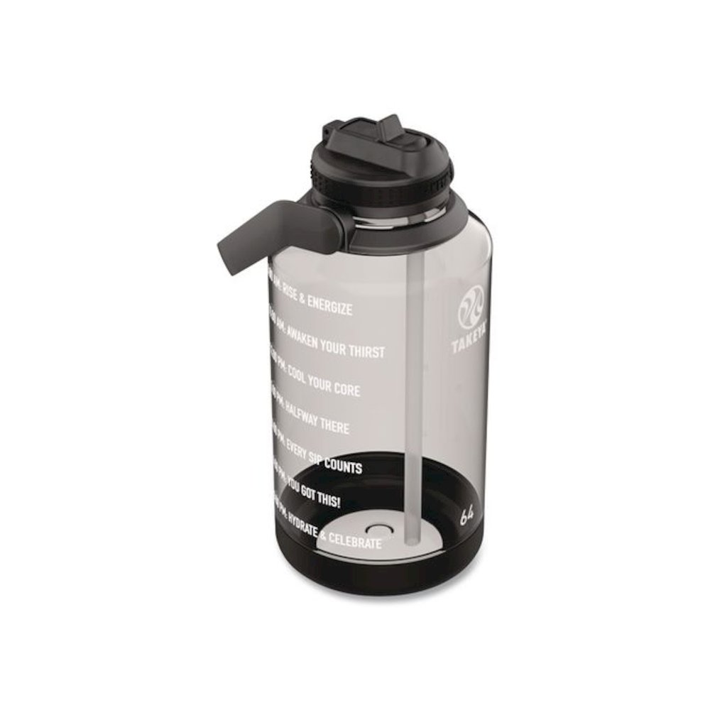 Tritan Motivational Plastic Water Bottle, 64 oz, Stormy Black. Picture 3