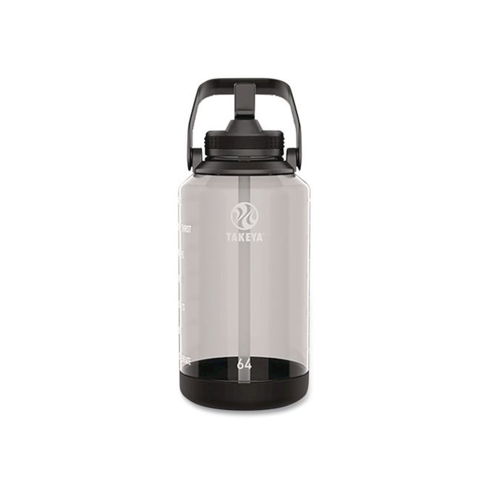 Tritan Motivational Plastic Water Bottle, 64 oz, Stormy Black. Picture 1