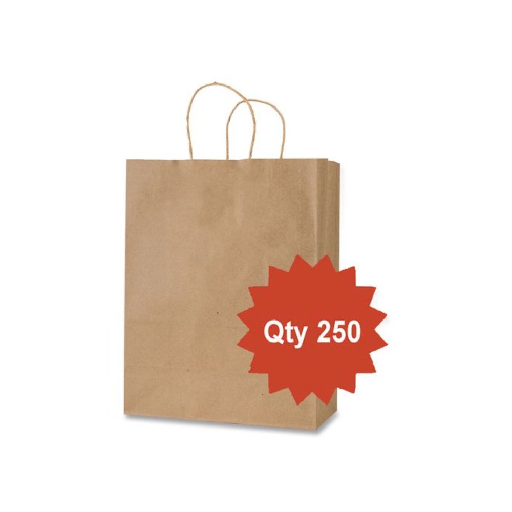 Get Reddi Paper Bags, Pixie Size, 60# Basis Weight, Twisted Rope Handles, 10" x 5" x 13", Brown, 250/Carton. Picture 2