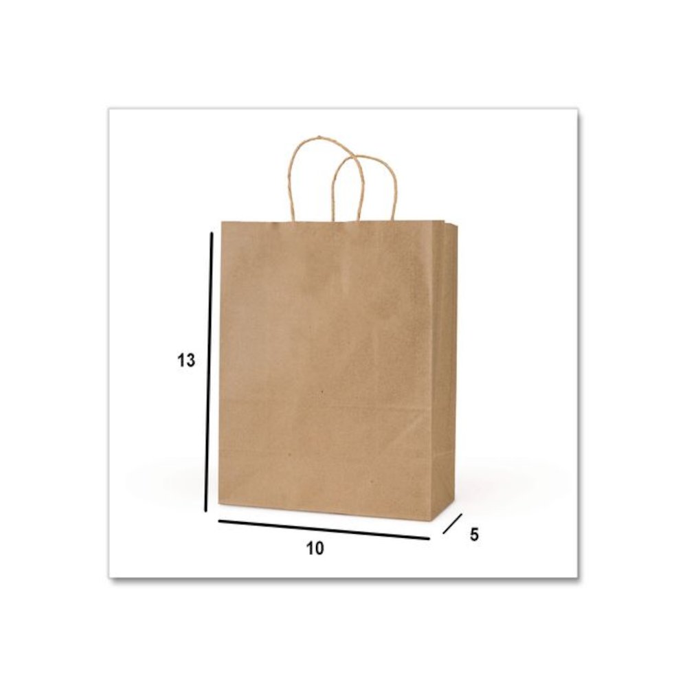 Get Reddi Paper Bags, Pixie Size, 60# Basis Weight, Twisted Rope Handles, 10" x 5" x 13", Brown, 250/Carton. Picture 3