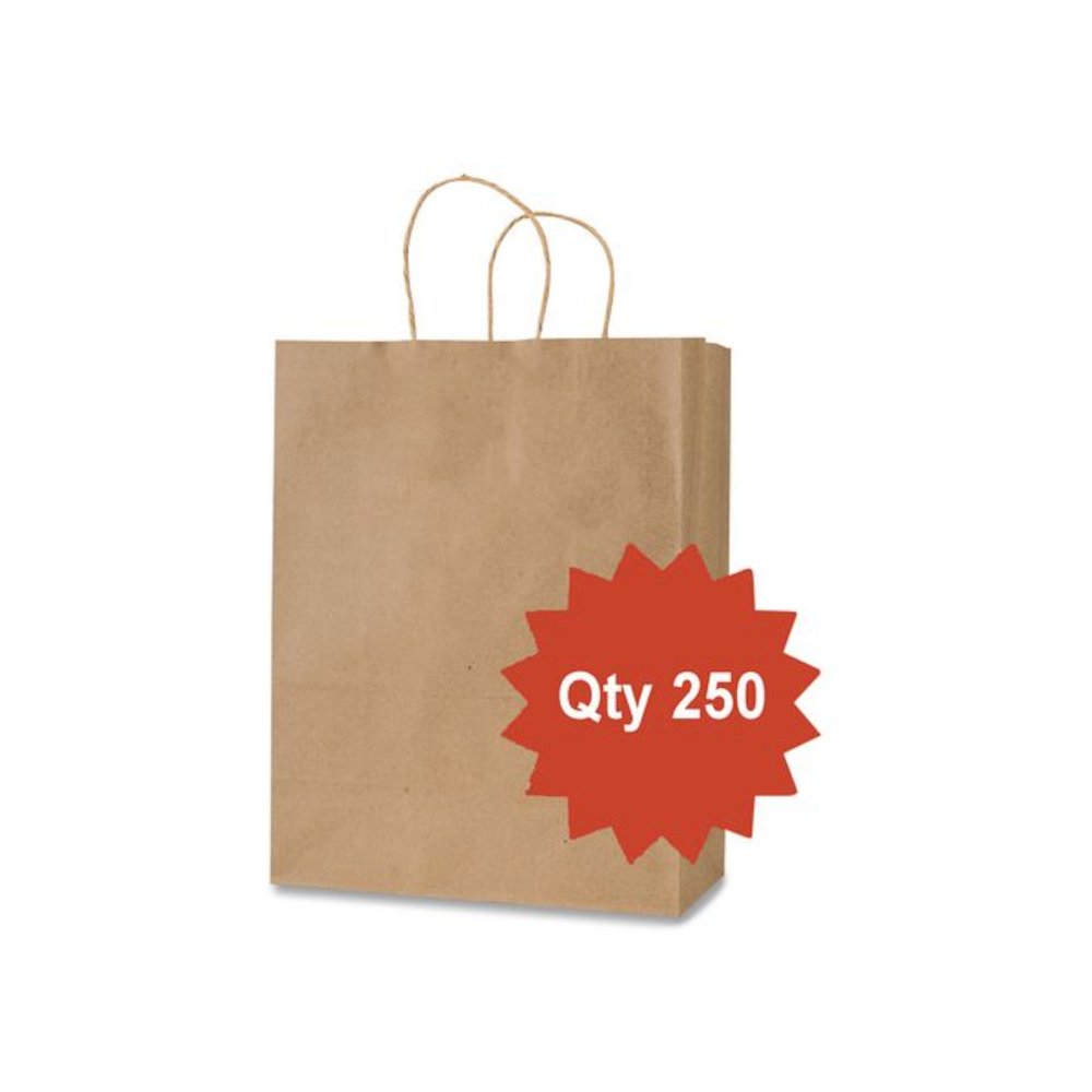 Get Reddi Paper Bags, Pulse Size, 60# Basis Weight, Twisted Rope Handles, 8 x 4.5 x 10.25, Brown, 250/Carton. Picture 2