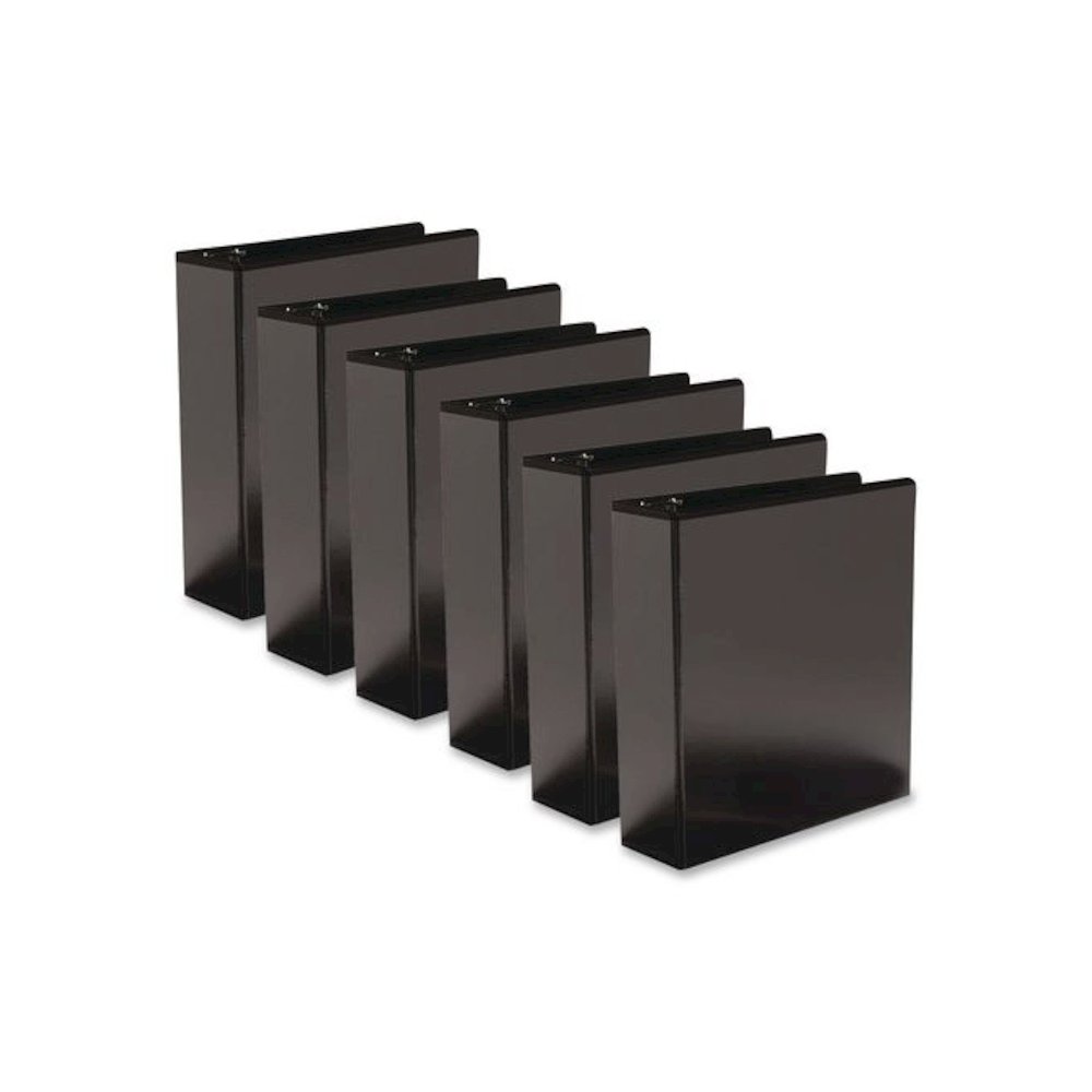 Round Ring View Binder, 3 Rings, 3" Capacity, 11 x 8.5, Black, 6/Carton. Picture 1