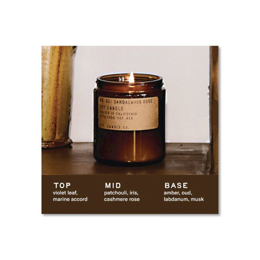 Sandalwood Rose Soy Candle, 40 to 50 Hours Burn Time, 2.9" d x 3.5" h, 7.2 oz, Amber. Picture 5