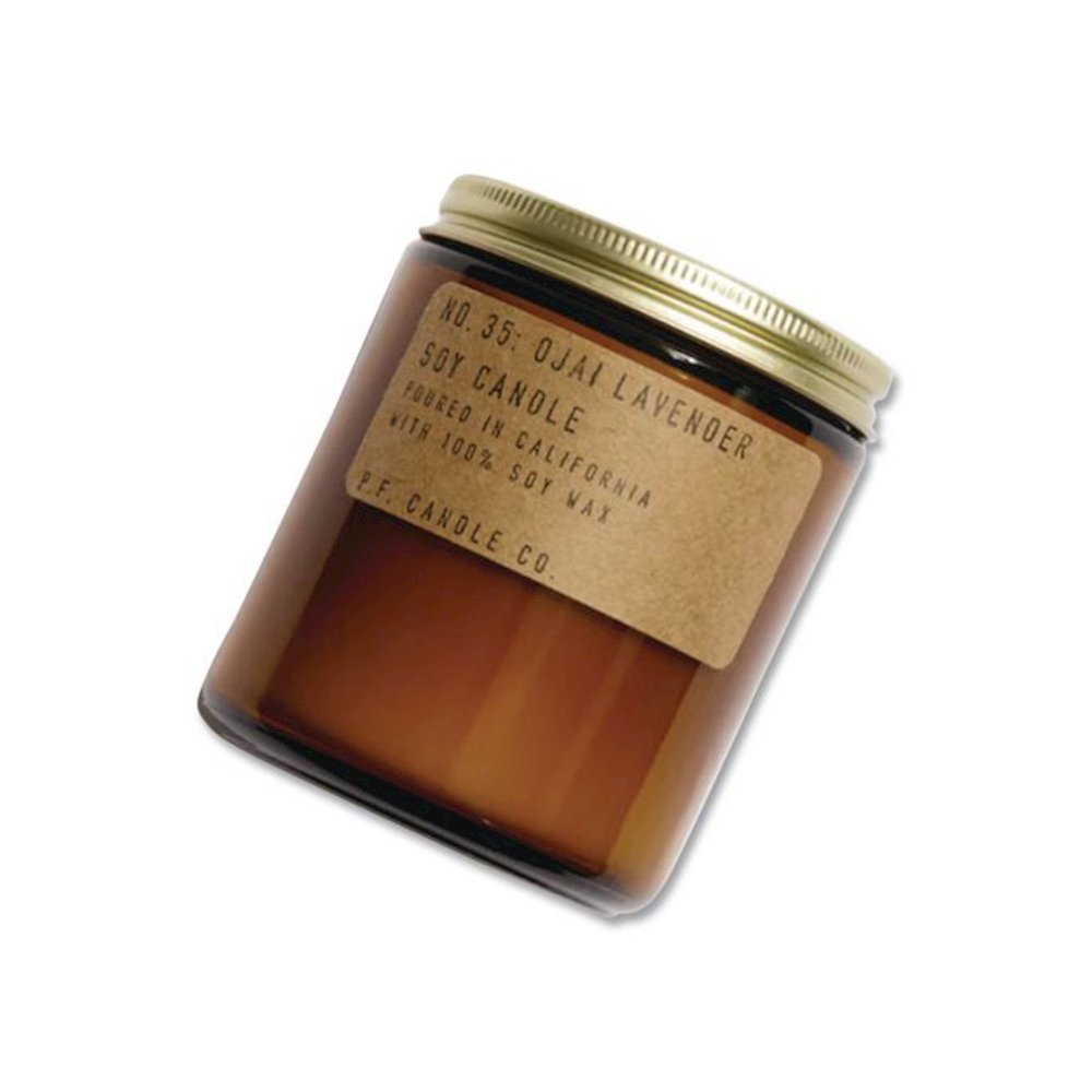 Ojai Lavender Soy Candle, 40 to 50 Hours Burn Time, 2.9 d x 3.5 h, 7.2 oz, Amber. Picture 5