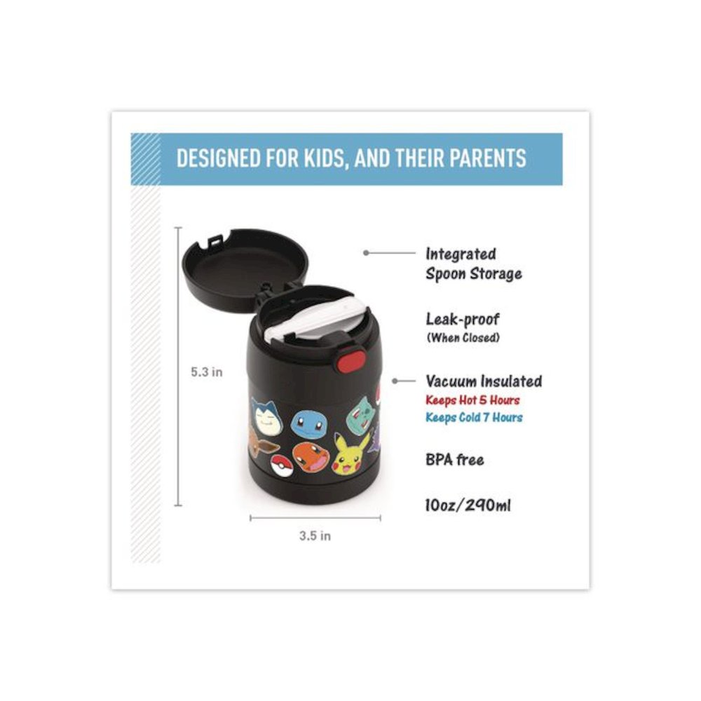 FUNtainer Pokemon Two-Compartment Food Jar, 10 oz, Black/Multicolor. Picture 4
