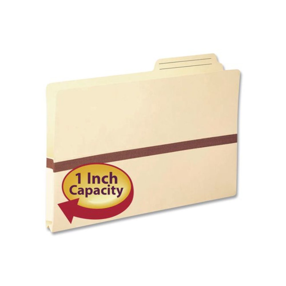 Drop Front Reinforced File Pocket, 1" Expansion, Letter Size, Manilla/Brown, 50/Box. Picture 3