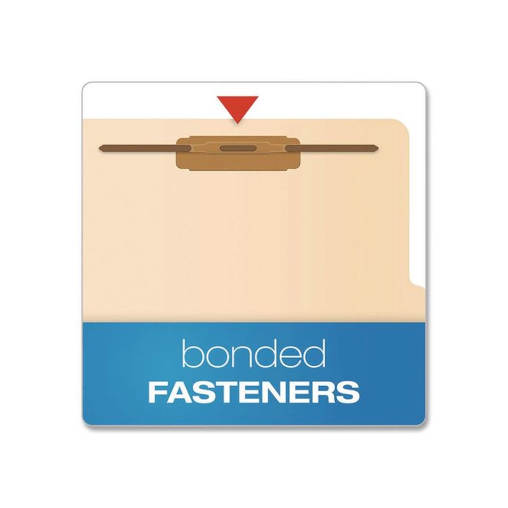Manila Top Tab Classification Folders, 2/5-Cut Tab, Expands 1.75", 1 Divider, 4 Fasteners, Letter Size, Manila, 10/Box. Picture 2