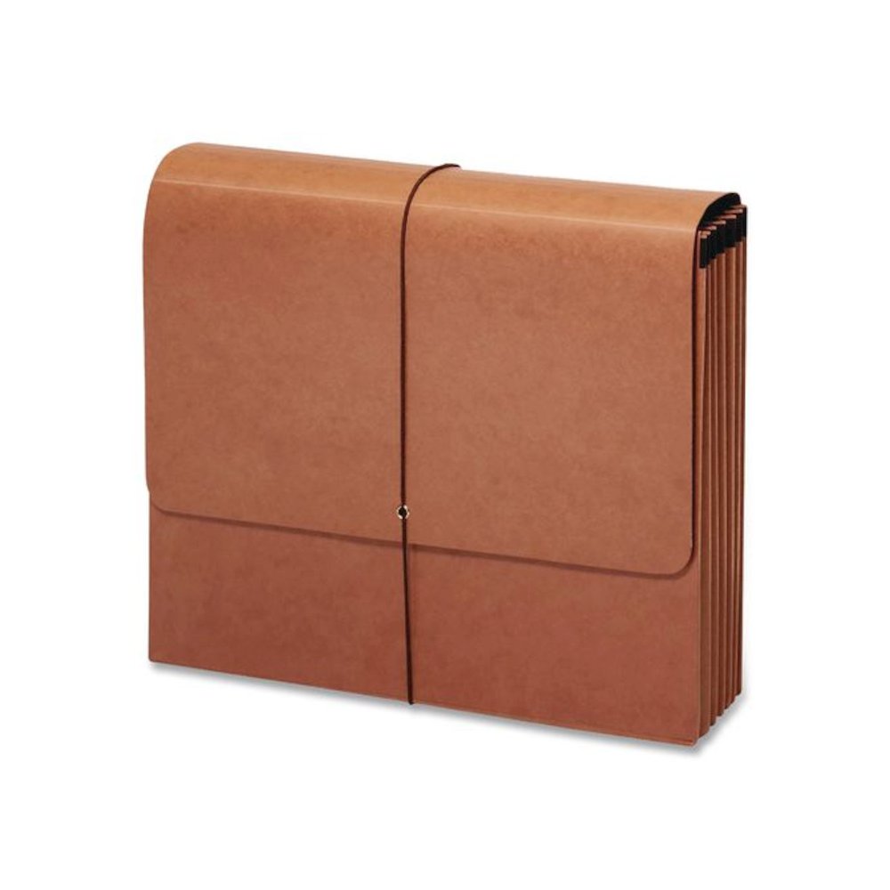 Earthwise by Pendaflex Recycled Expanding Wallet, 5.25" Expansion, 1 Section, Elastic Cord Closure, Legal Size, Redrope. Picture 3