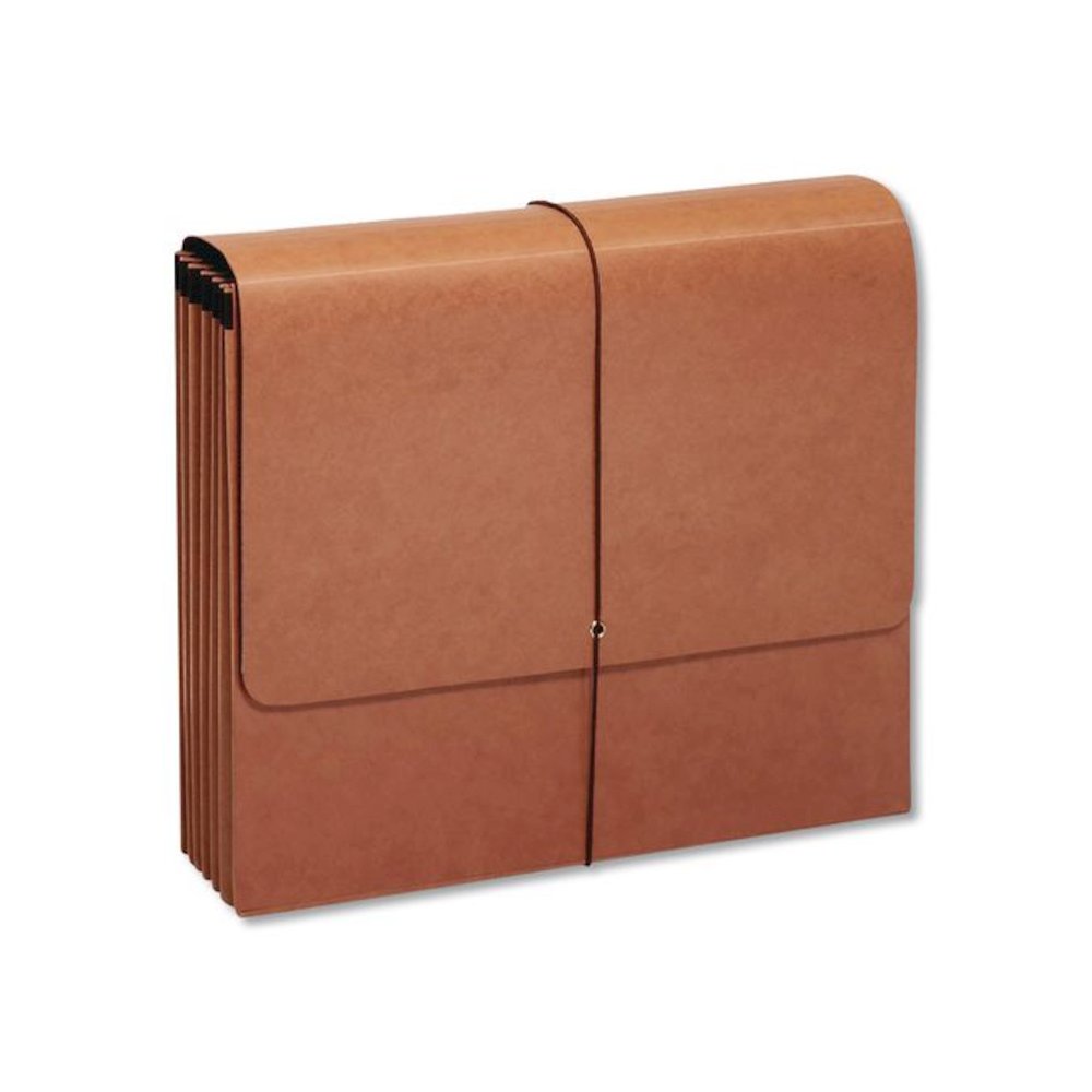 Earthwise by Pendaflex Recycled Expanding Wallet, 5.25" Expansion, 1 Section, Elastic Cord Closure, Legal Size, Redrope. Picture 4