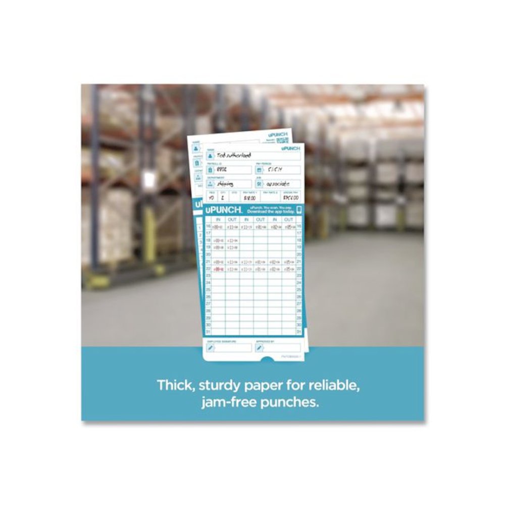 Pay-to-Punch Time Card for SB1200 Time Clock, Two Sides, 3.38 x 7.38, 100/Pack. Picture 4