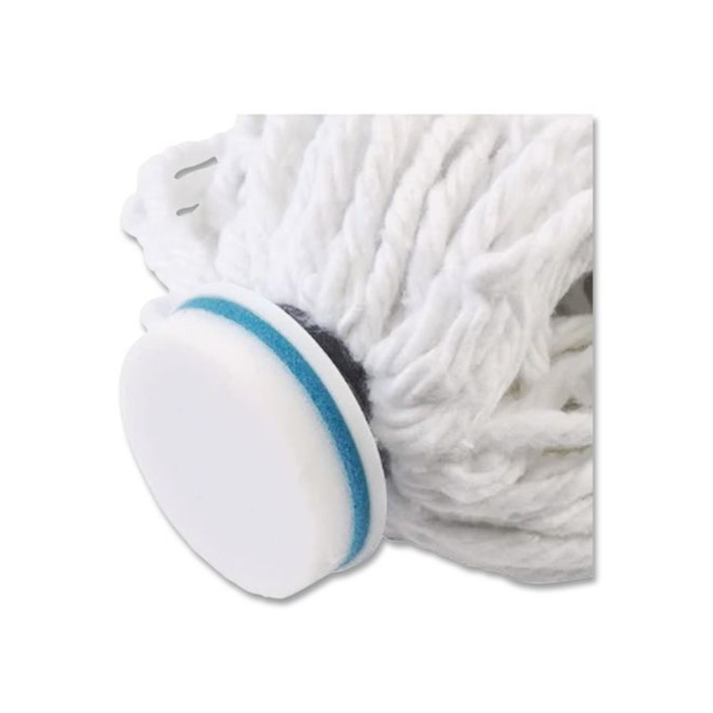 SuperMop with Magic Eraser, 3.5" Blue Cotton Head, White Nylon Handle. Picture 3
