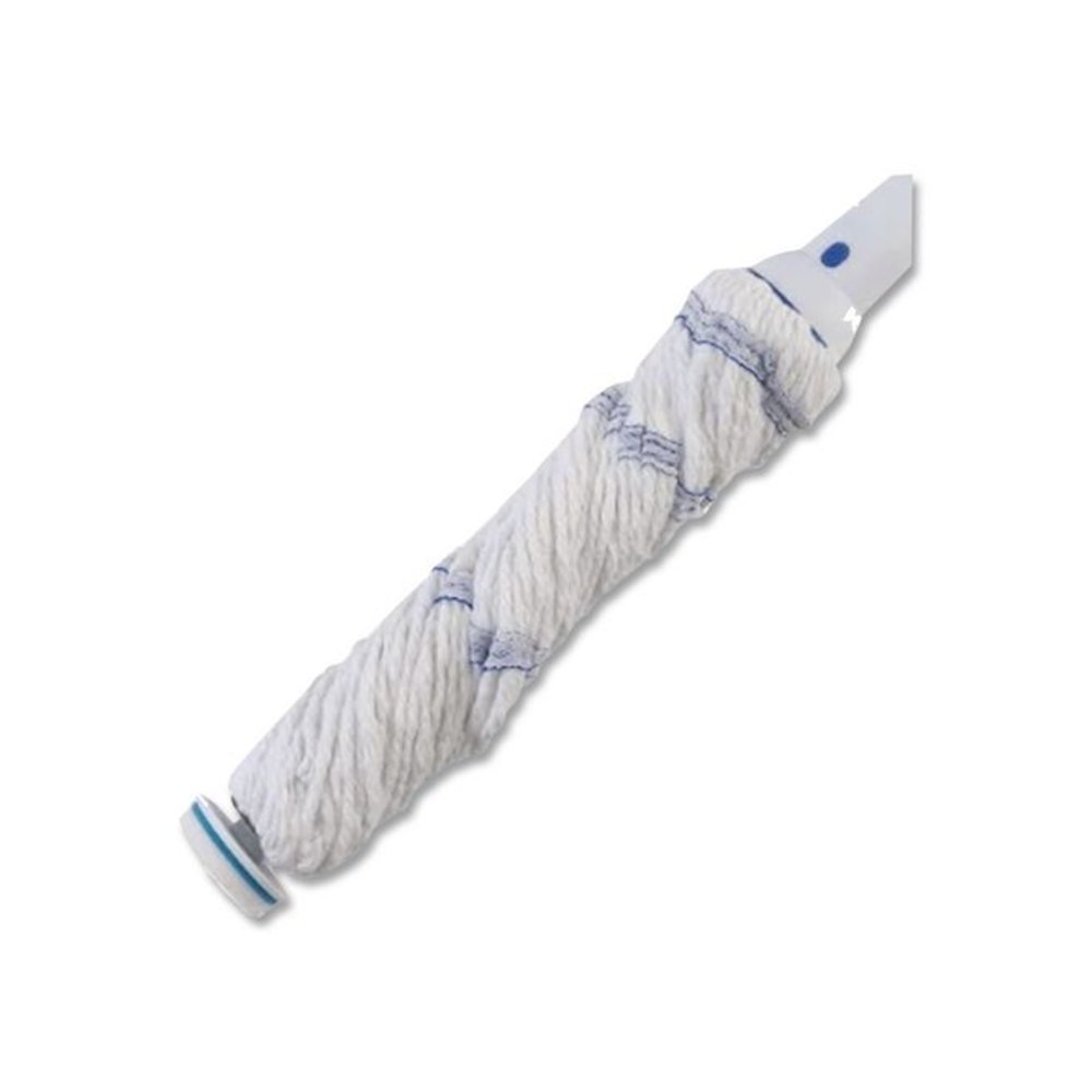 SuperMop with Magic Eraser, 3.5" Blue Cotton Head, White Nylon Handle. Picture 4
