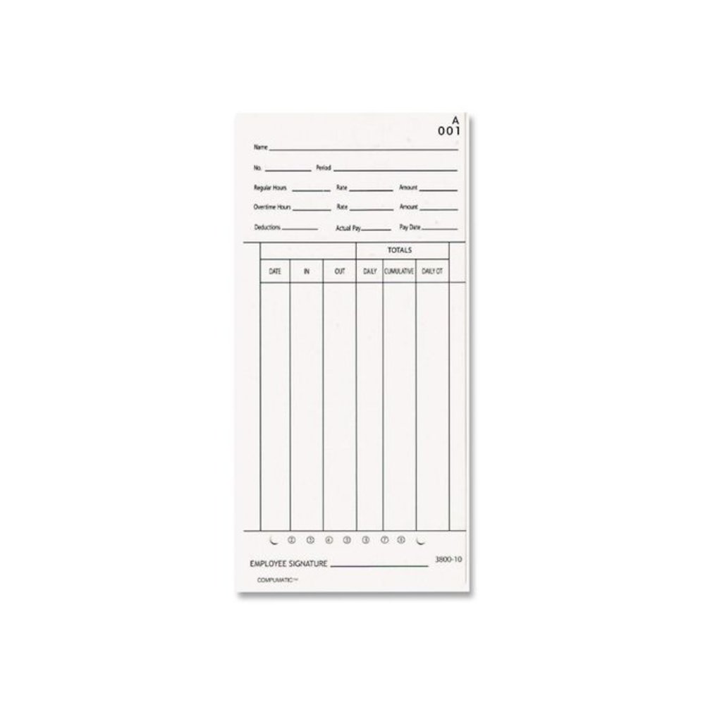 Time Clock Cards for 3800 Time Clock, 100/Pack. Picture 4