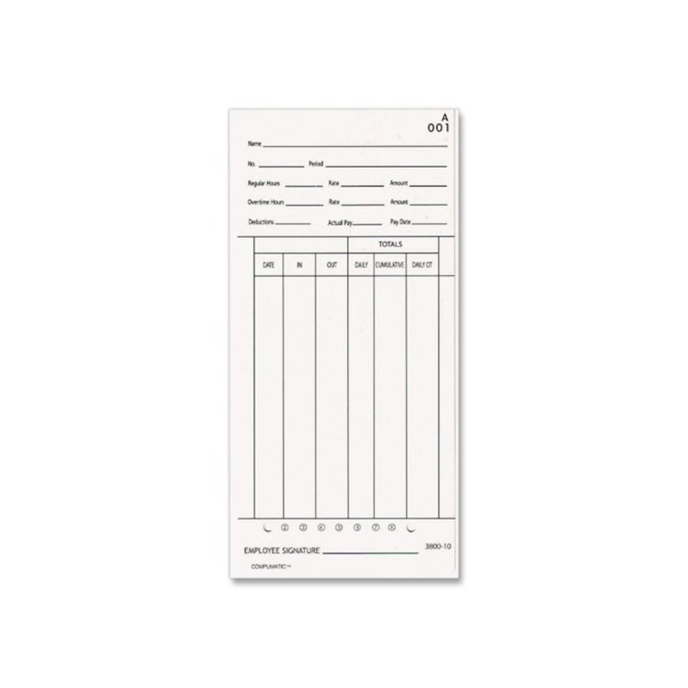Time Clock Cards For 3800 Time Clock, 1,000/Carton. Picture 4