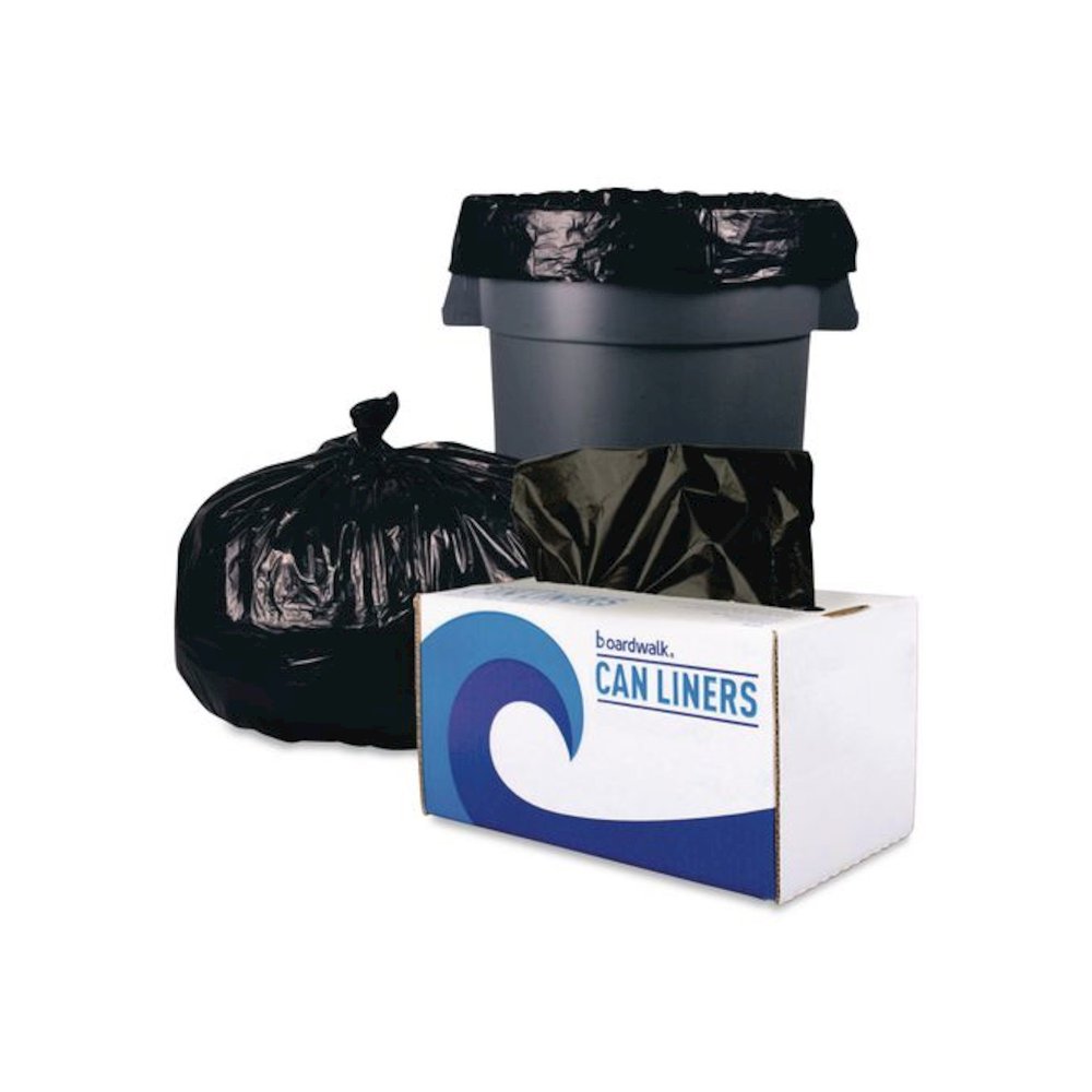 Reprocessed Resin Can Liners, 60 gal, 1.2 mil, 38 x 58, Black, 50 Bags/Carton. Picture 1