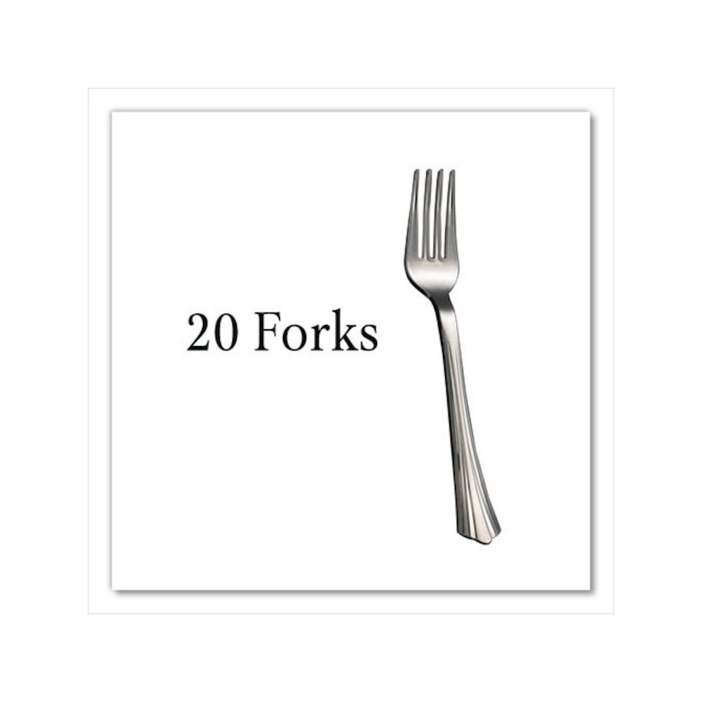 Sterling Assorted Plastic Cutlery, Mediumweight, (20) Forks/(15) Knives/(15) Spoons, Plastic, Silver, 50/Pack. Picture 4