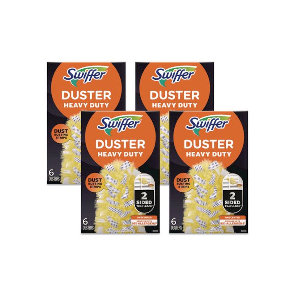 Heavy Duty Dusters Refill, Dust Lock Fiber, Unscented, Yellow, 6/Box, 4 Boxes/Carton. Picture 1