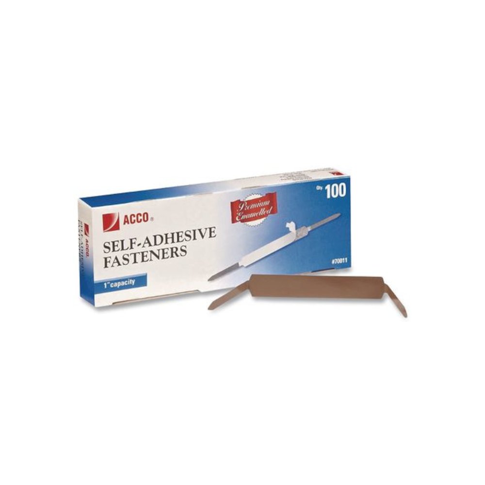 Premium Self-Adhesive Two-Prong Paper Fastener Bases, 1" Capacity, 2.75" Center to Center, Silver, 100/Box. Picture 3
