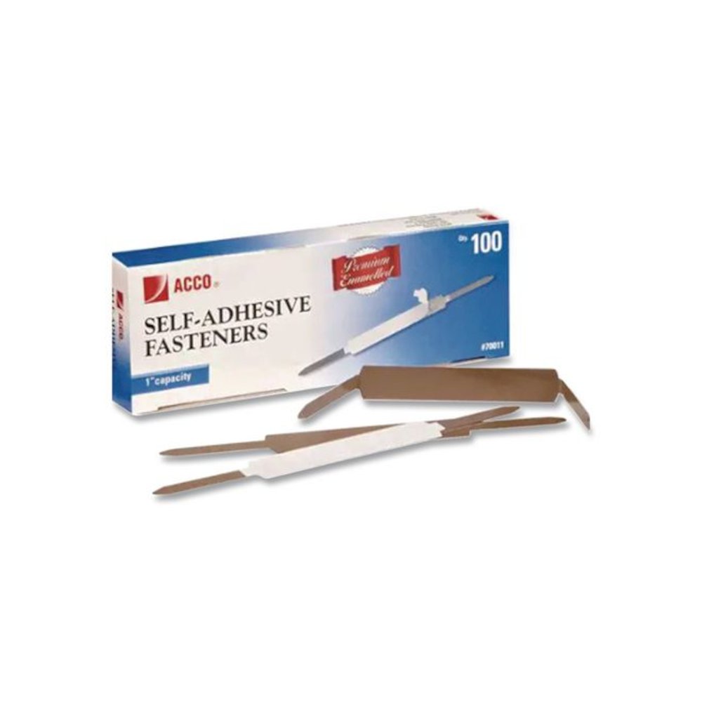 Premium Self-Adhesive Two-Prong Paper Fastener Bases, 1" Capacity, 2.75" Center to Center, Silver, 100/Box. Picture 4