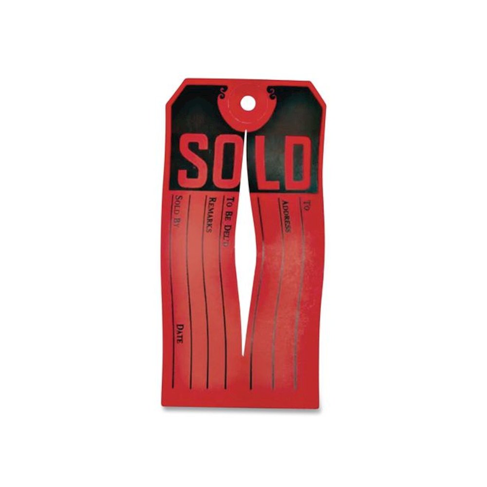 Sold Tags, Paper, 4.75 x 2.38, Red/Black, 500/Box. Picture 4