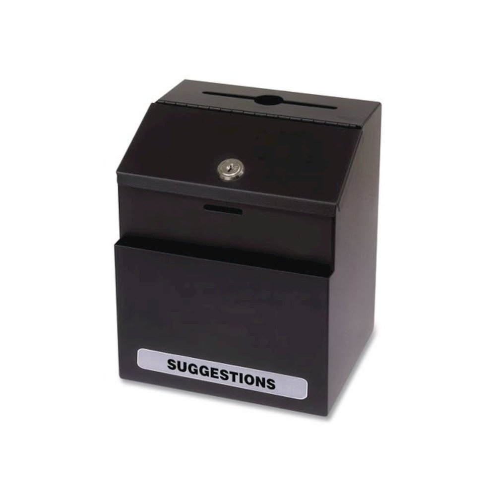 Steel Suggestion Box with Locking Top, 7 x 6 x 8.5, Black. Picture 2