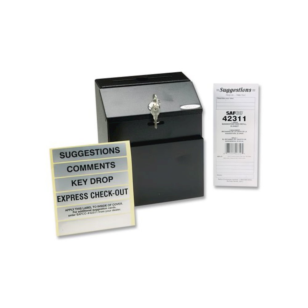 Steel Suggestion Box with Locking Top, 7 x 6 x 8.5, Black. Picture 4