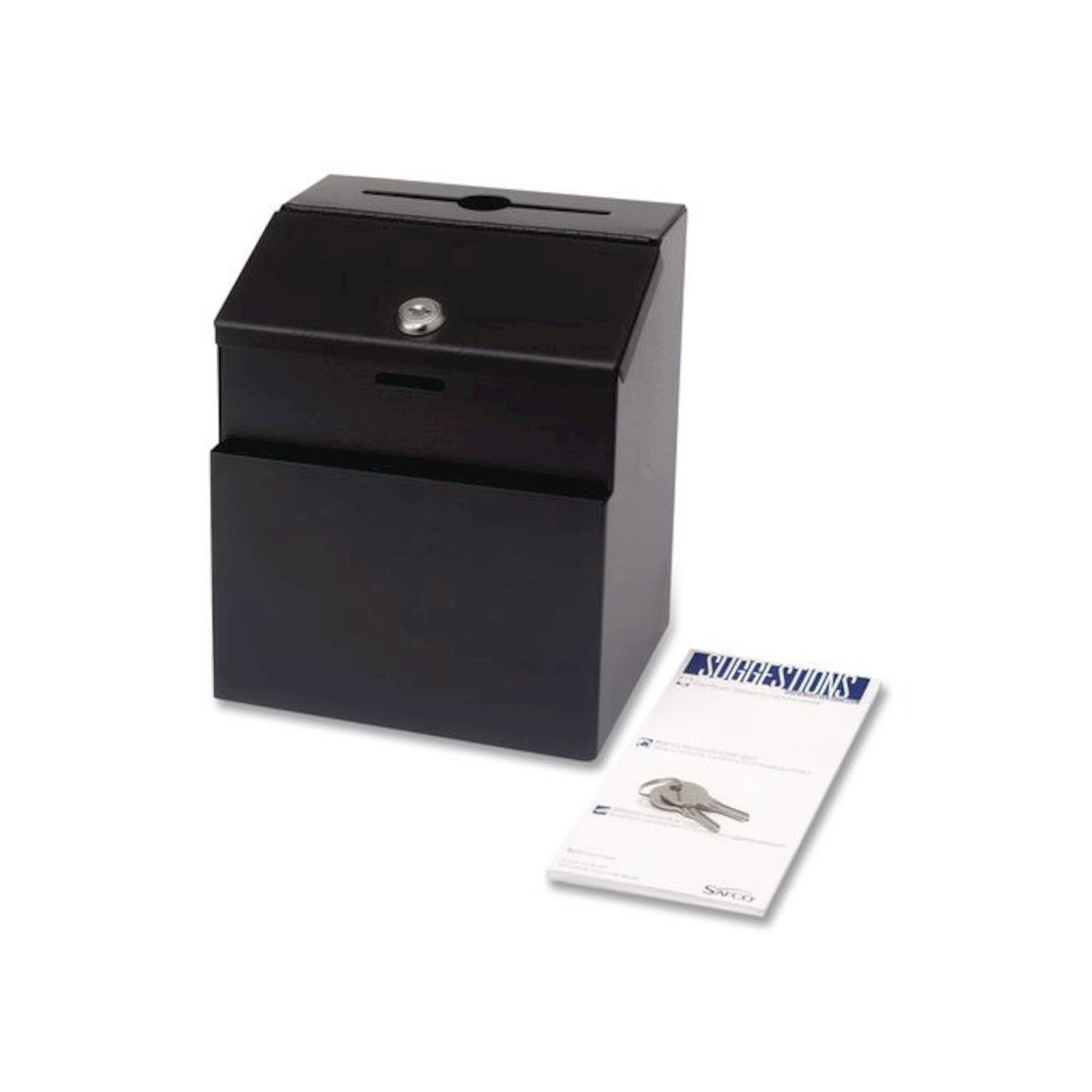 Steel Suggestion Box with Locking Top, 7 x 6 x 8.5, Black. Picture 5