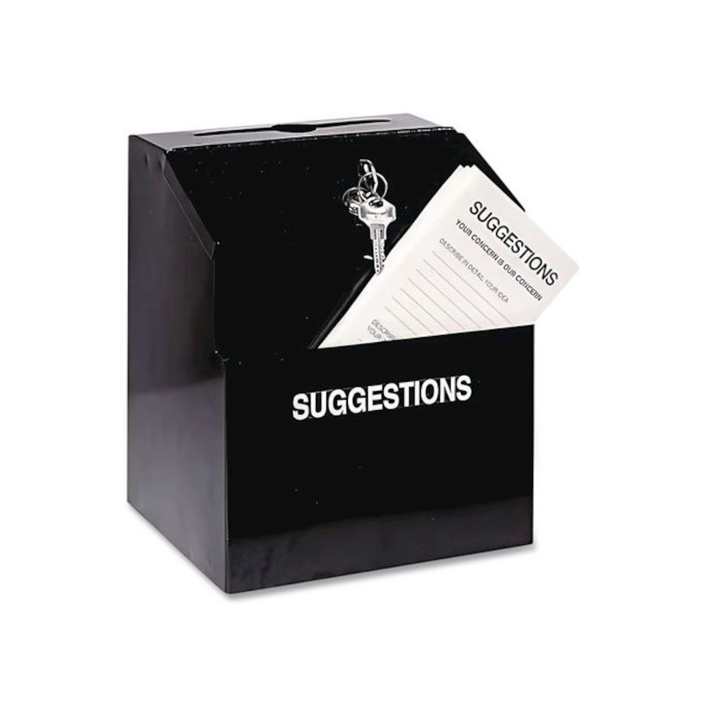 Steel Suggestion Box with Locking Top, 7 x 6 x 8.5, Black. Picture 1