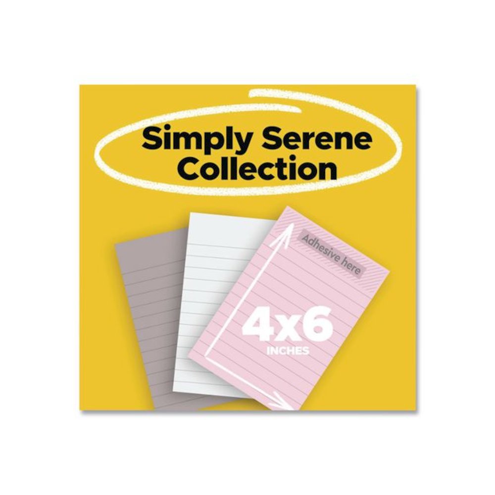 Pads in Simply Serene Colors, Note Ruled, 4 x 6, Assorted Colors, 90 Sheets/Pad, 3 Pads/Pack. Picture 2