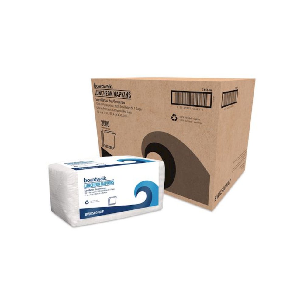 1/4-Fold Lunch Napkins, 1-Ply, 12 x 12, White, 500/Pack. Picture 1